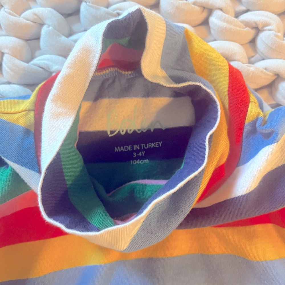 Mini Boden Rainbow Turtleneck 3-4Y